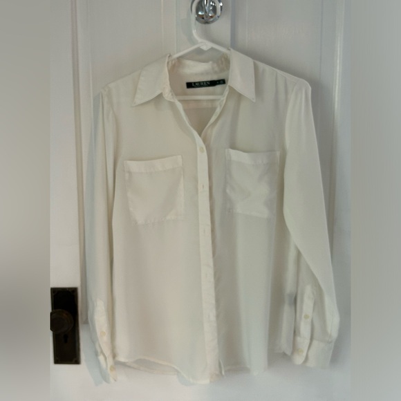 Lauren Ralph Lauren semi sheer button down blouse. - Picture 6 of 6